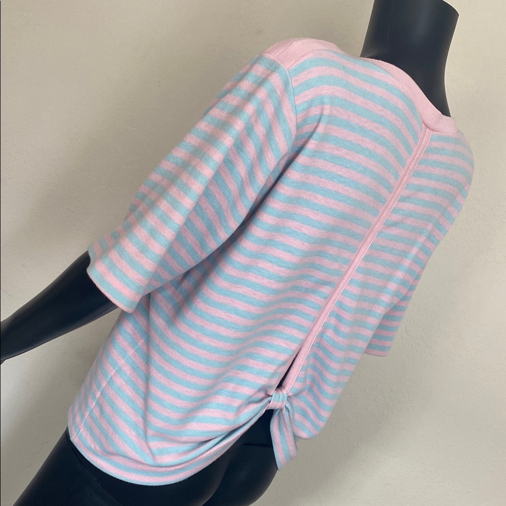 VINTAGE Pastel Pink & Light Blue Kawaii Striped Knit Top - Picture 9 of 11